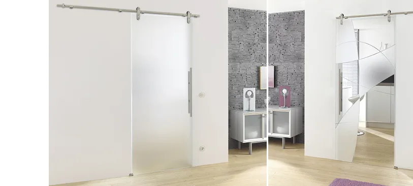 Glastür mit Ätzdesign